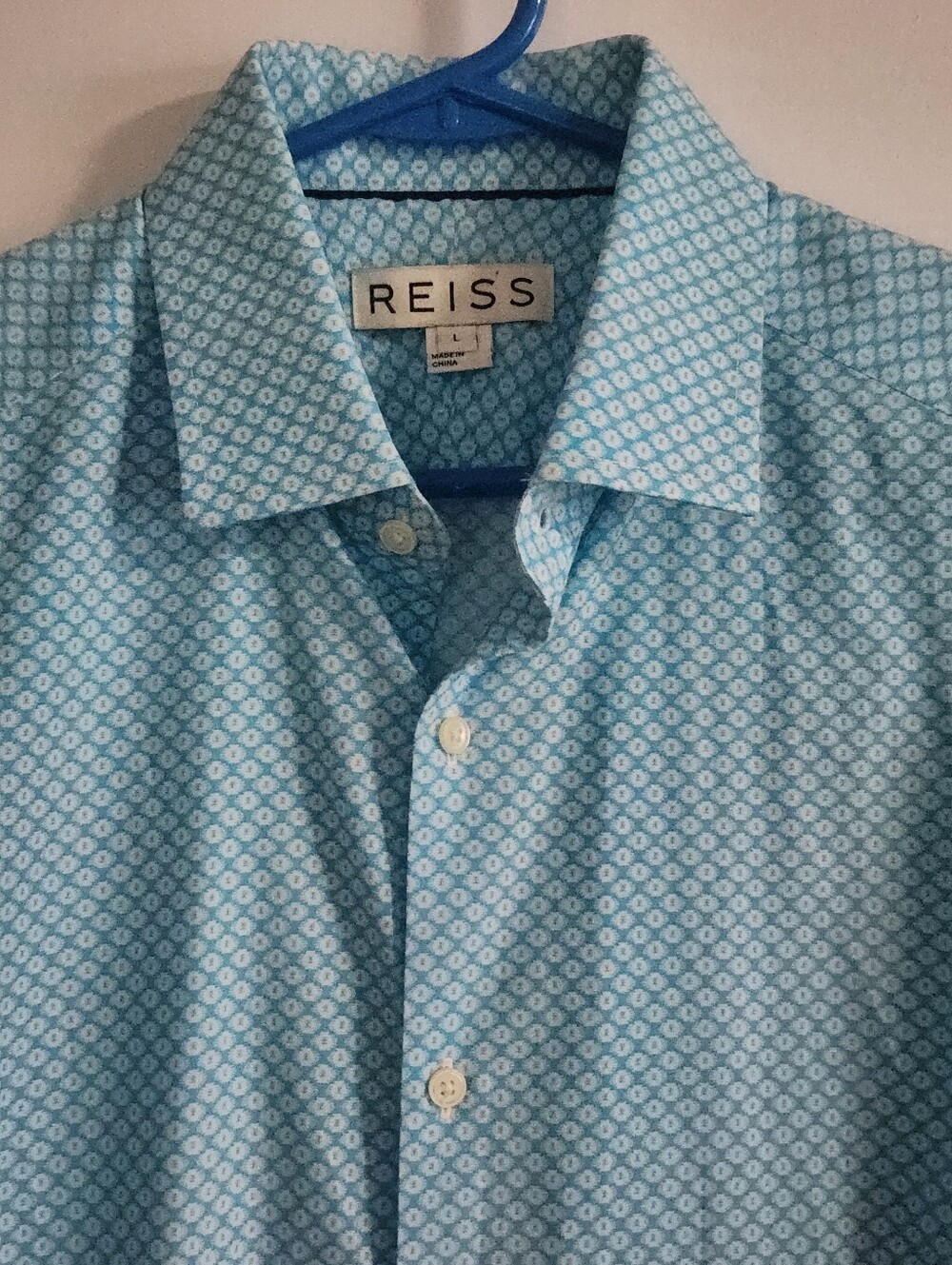Reiss Mens Button Front Shirt Long Sleeve Size L Business Casual